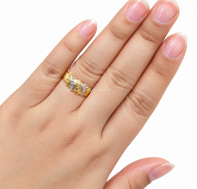 Merchant9 Cincin Emas Lintah Diamond Cut 2C L:0.7CM