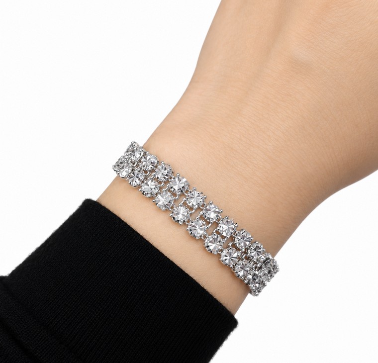 Merchant9 Rantai Tangan LOUISE Diamond Cut 2 Layer Chrome L:0.9CM (KLIP SLIDE)