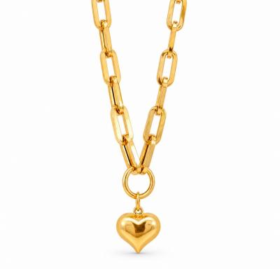 Merchant9 Rantai Leher Paperclip Choker Love L:0.55CM