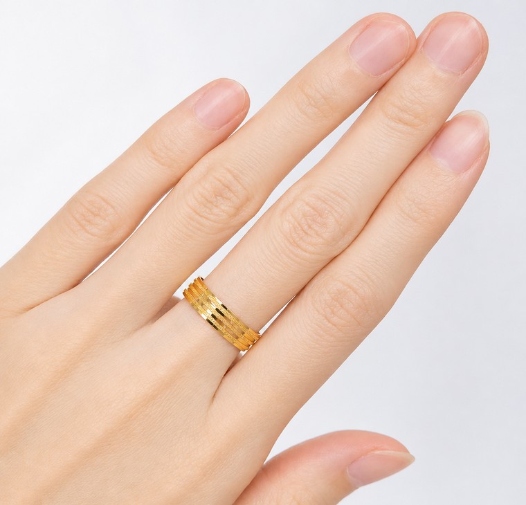 Merchant9 Cincin Emas Belah Rotan Line Pasir L:0.45CM