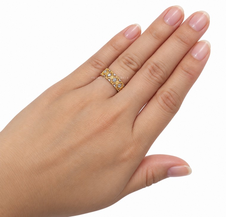 Merchant9 Cincin Emas Zellige Diamond Cut 2C L:0.6CM