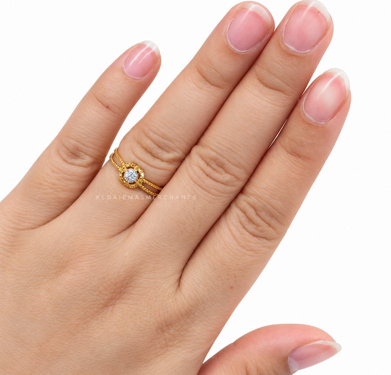 Merchant9 Cincin Emas Roti Bun Diamond Cut 2C L:0.65CM