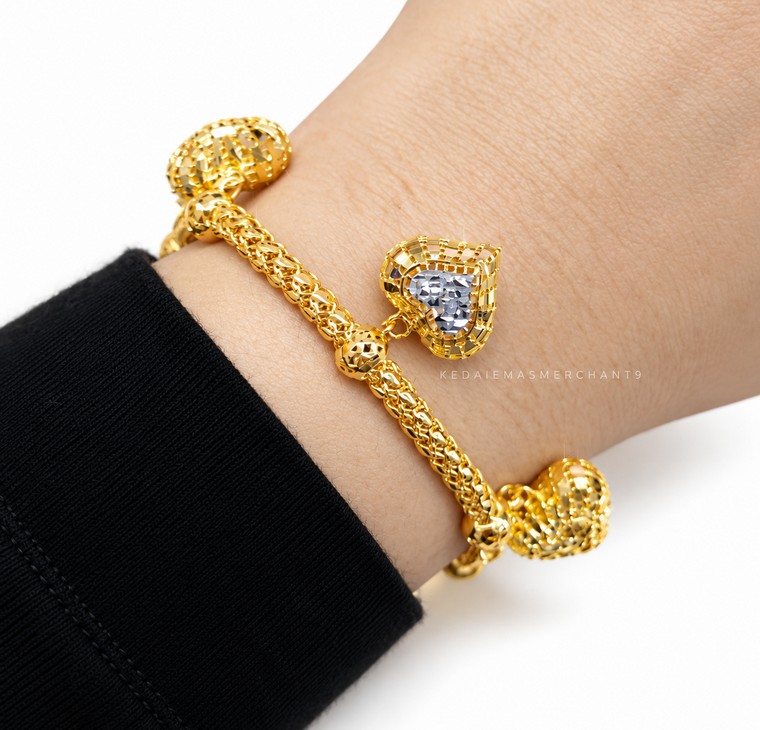 Merchant9 Rantai Tangan Snake Skin Gantung Love Kerawang 2C