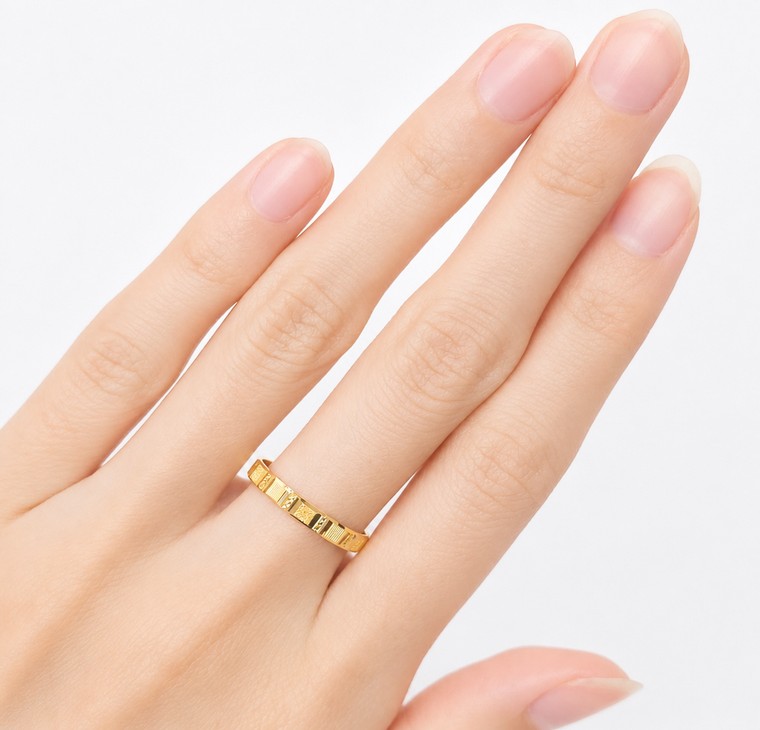Merchant9 Cincin Emas Belah Rotan Box Line Pasir L:0.25CM