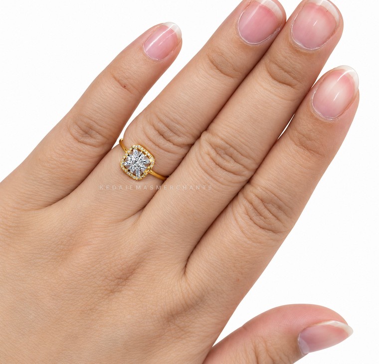 Merchant9 Cincin Emas Bunga Diamond Cut 2C L:0.8CM