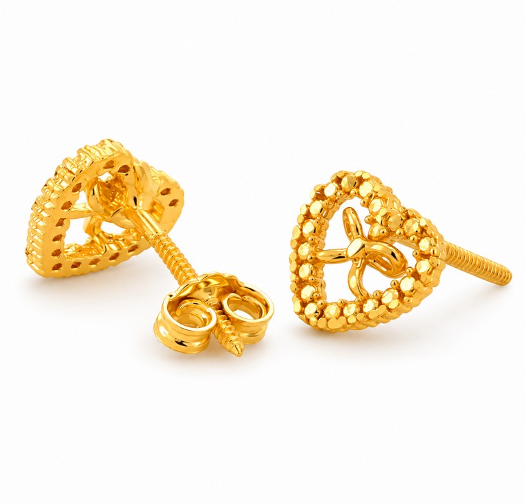 Merchant9 Subang Screw Love Ribbon L:0.8CM