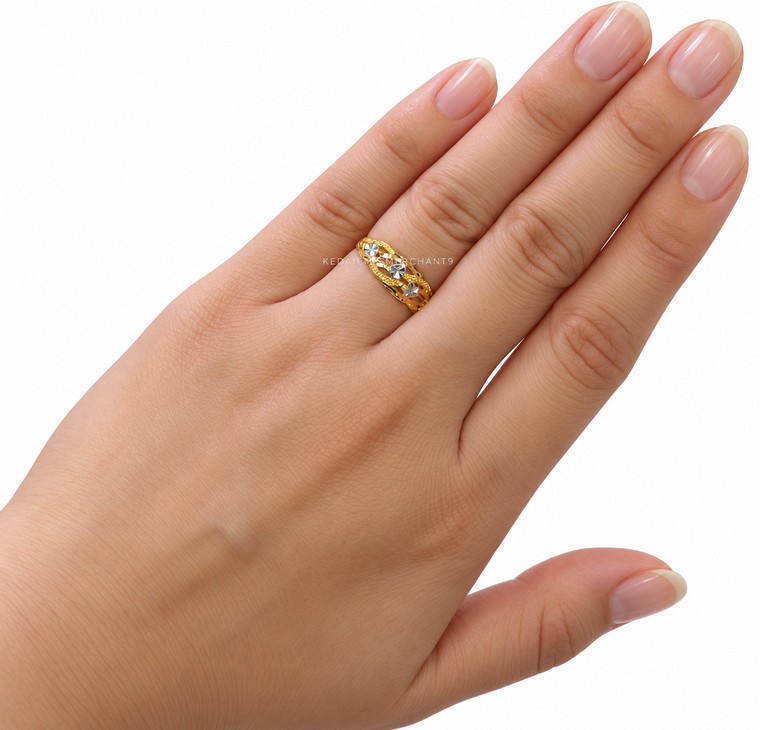 Merchant9 Cincin Emas Wave Pasir Love 2C L:0.65CM