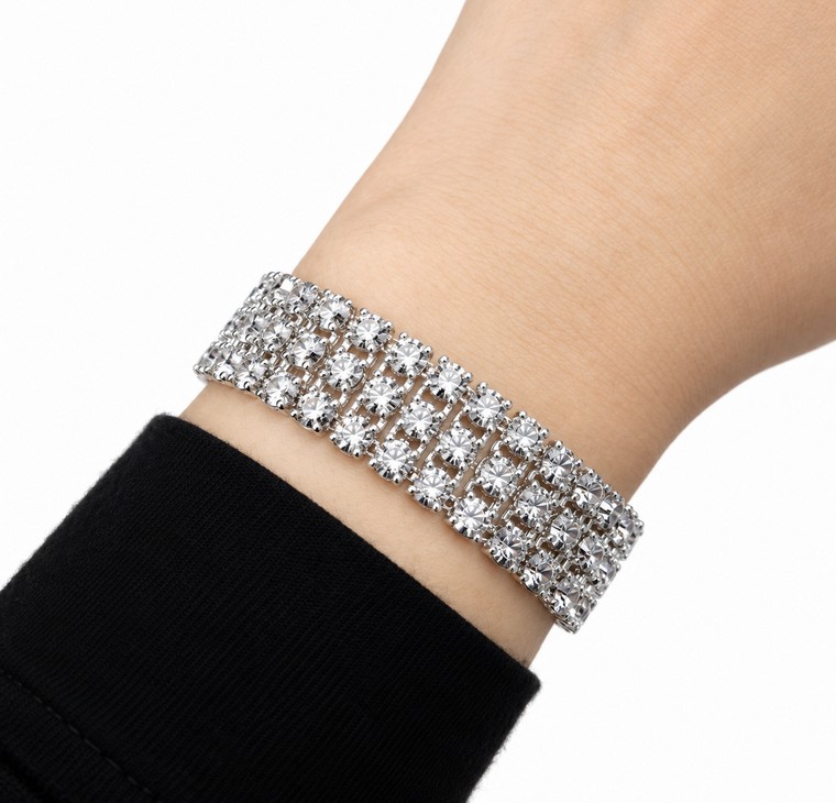 Merchant9 Rantai Tangan LOUISE Diamond Cut 3 Layer Chrome L:1.5CM (KLIP SLIDE)