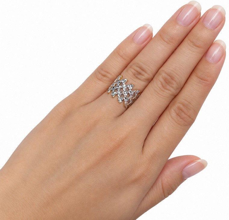 Merchant9 Cincin Emas LOUISE Love Diamond Cut 5 Layer Chrome L:1.3CM