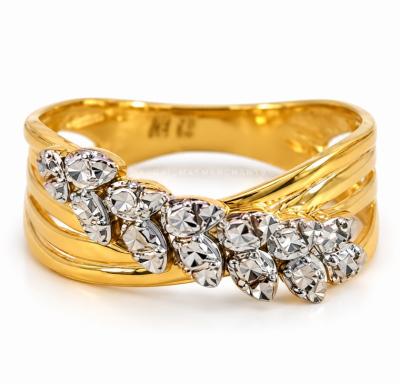 Merchant9 Cincin Emas Leaf Silang Diamond Cut 2C L:0.8CM