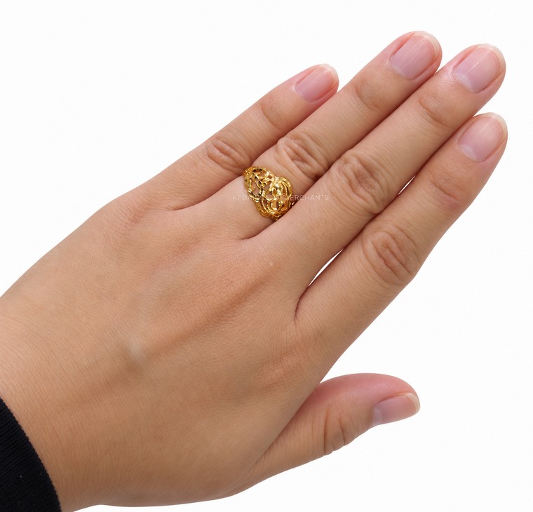 Merchant9 Cincin Emas Bunga Kerawang L:1.1CM