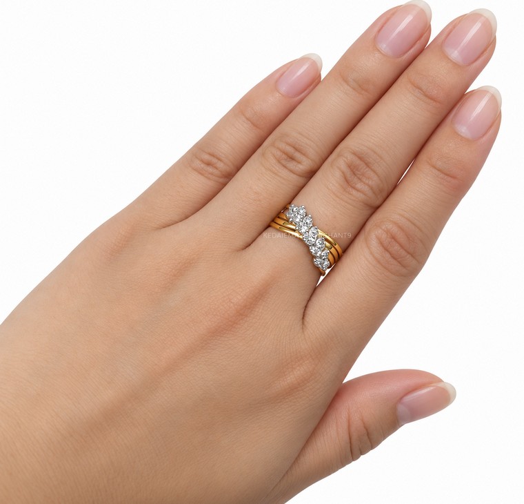 Merchant9 Cincin Emas Leaf Silang Diamond Cut 2C L:0.8CM