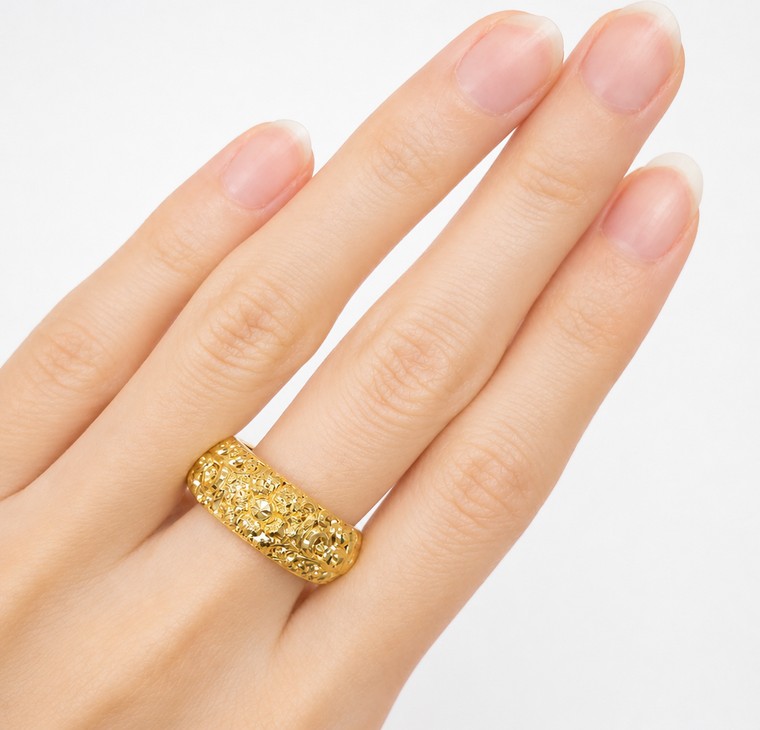Merchant9 Cincin Emas Belah Rotan Klasik Semalu Pasir L:0.8CM