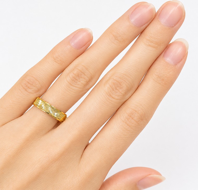 Merchant9 Cincin Emas Belah Rotan Stripes L:0.45CM