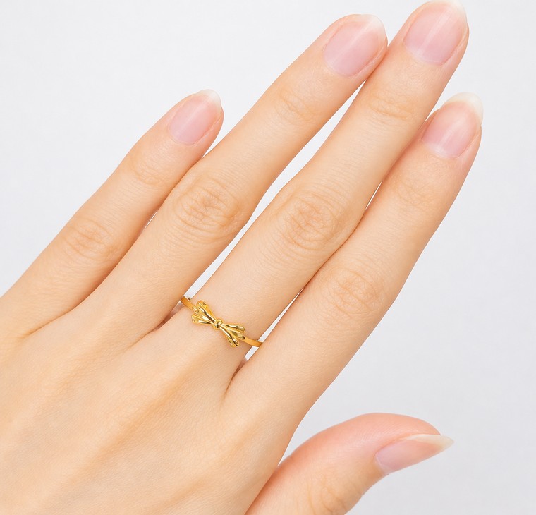 Merchant9 Cincin Emas Ribbon Polish Minimalist L:0.45CM