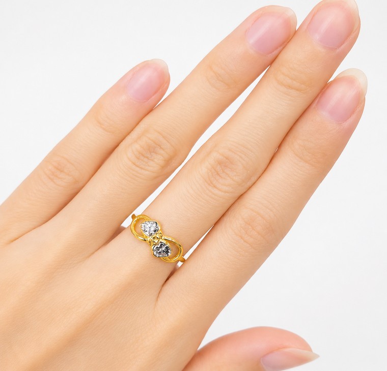 Merchant9 Cincin Emas Ribbon Love Diamond Cut L:0.6CM
