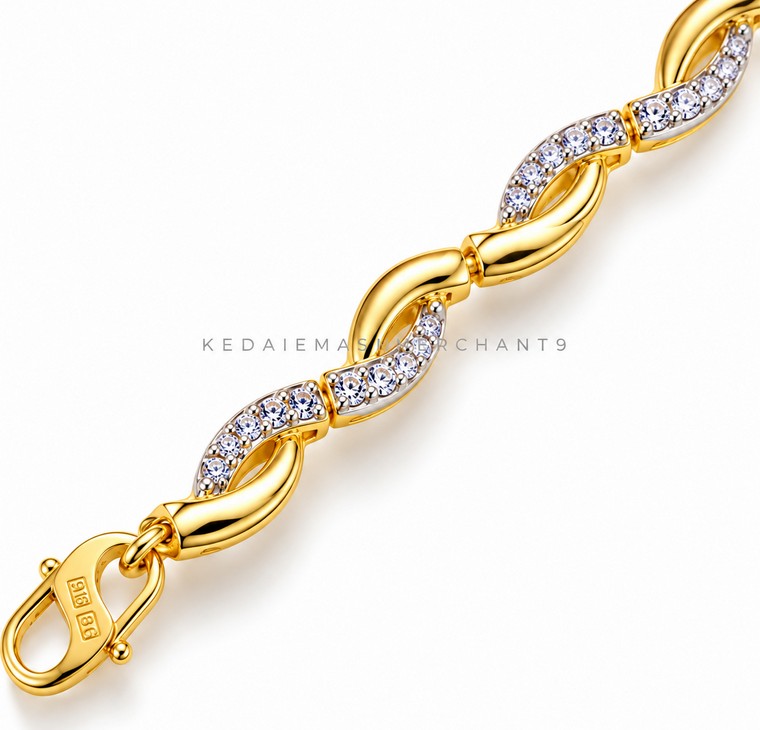 Merchant9 Rantai Tangan Wave Polish Diamond Cut 2C L:0.5CM