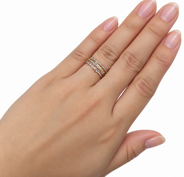 Merchant9 Cincin Emas Constella 3 Layer Diamond Cut 2C L:0.7CM
