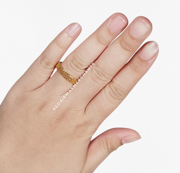 Merchant9 Cincin Emas Kerawang Fern L:0.45CM