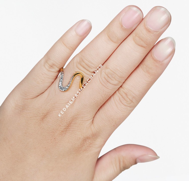 Merchant9 Cincin Emas Wave Diamond Cut 2C (HARD GOLD- Super Hollow)