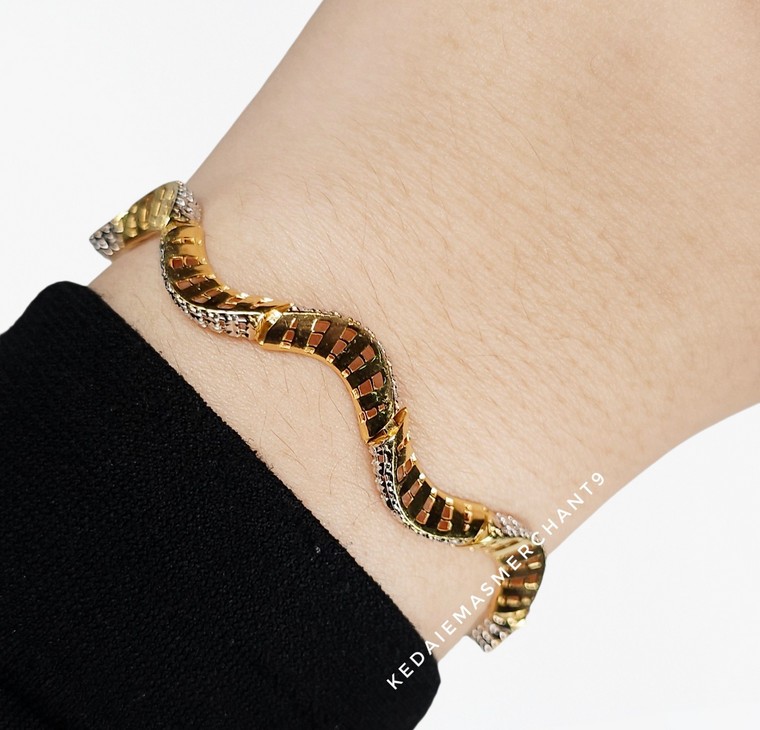 Merchant9 Rantai Tangan Wave Kerawang Diamond Cut 2C L:0.4CM