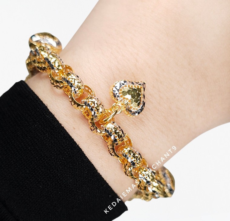 Merchant9 Rantai Tangan Kendi Kerawang Gantung Honey Love 2C L:0.75CM