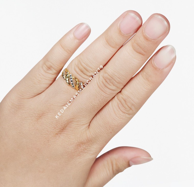Merchant9 Cincin Emas Leaf Diamond Cut 2C L:0.7CM
