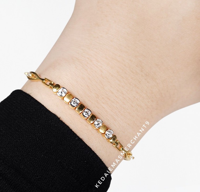 Merchant9 Rantai Tangan Roti Bun Permata Polish Matte (Half Bangle)