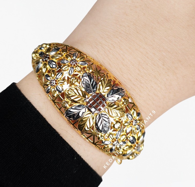 Merchant9 Gelang Lintah Seroja Floral Chrome L:2.4CM (OVAL)