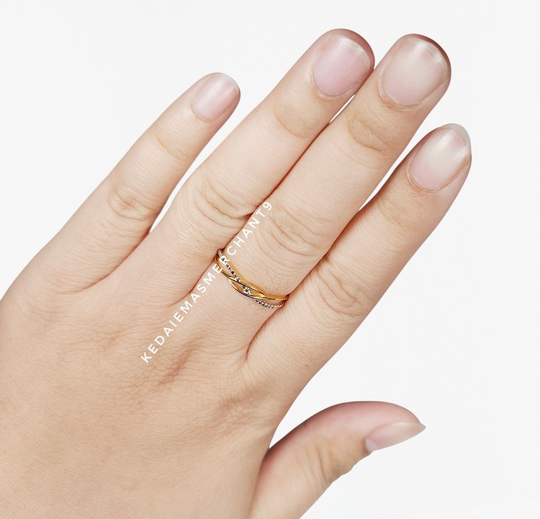 Merchant9 Cincin Emas Silang Diamond Cut 2C L:0.35CM