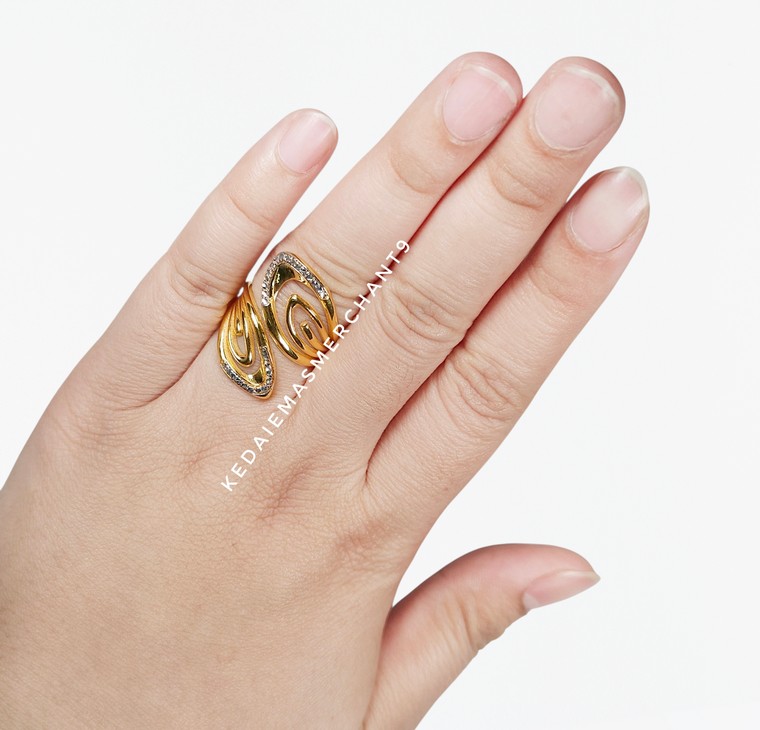 Merchant9 Cincin Emas Leaf Ophelia Polish Diamond Cut 2C L:2.6CM