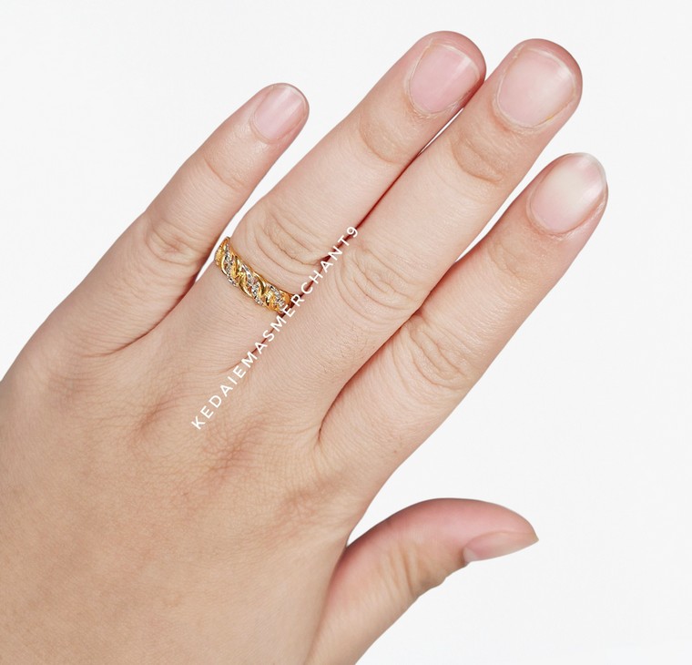 Merchant9 Cincin Emas Tocang Silang Diamond Cut L:0.45CM