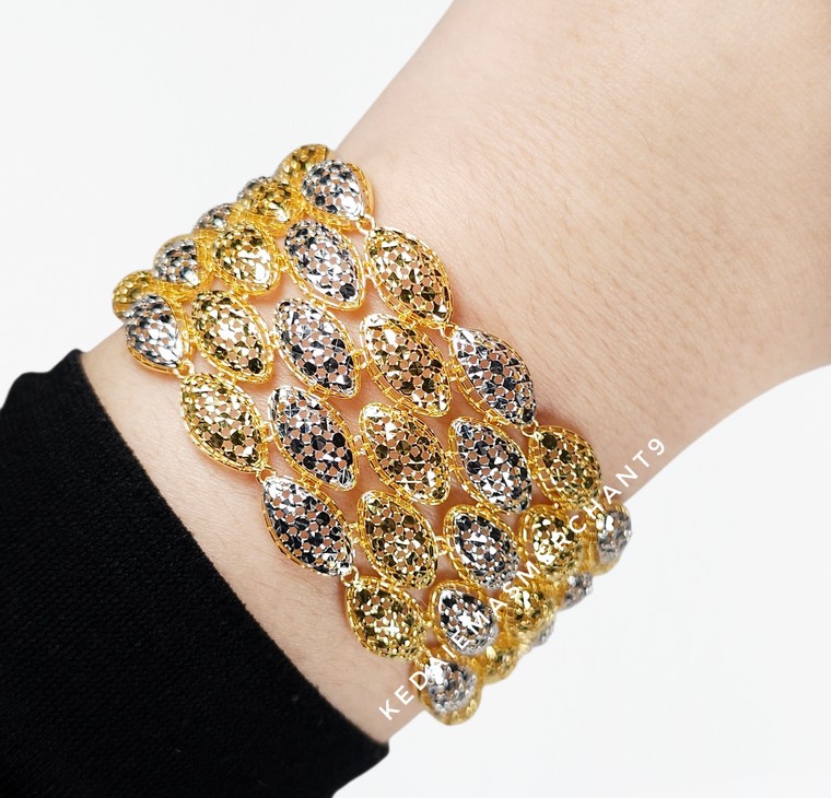 Merchant9 Rantai Tangan HAZEL Almond Kerawang 2C L:3.1CM (KLIP PETAK)