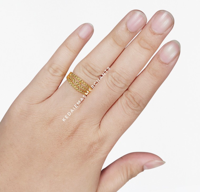 Merchant9 Cincin Emas KLCC 3 Layer L:0.7CM (HARD GOLD- Super Hollow)