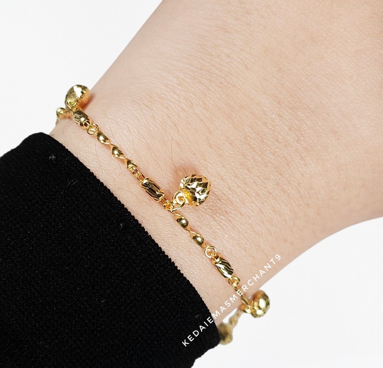 Merchant9 Rantai Tangan Twist Buluh Gantung Love L:0.25CM