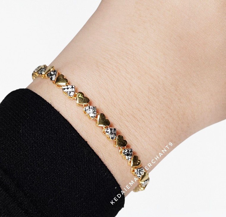 Merchant9 Rantai Tangan Love Upside Down Polish Diamond Cut 2C L:0.4CM