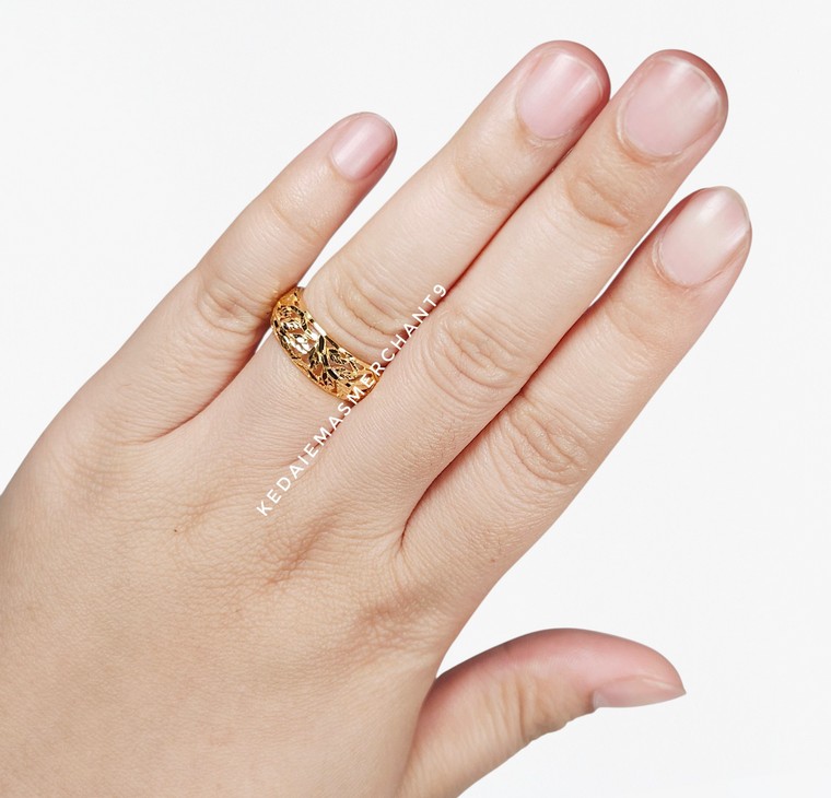 Merchant9 Cincin Emas Leaf Kerawang L:0.7CM