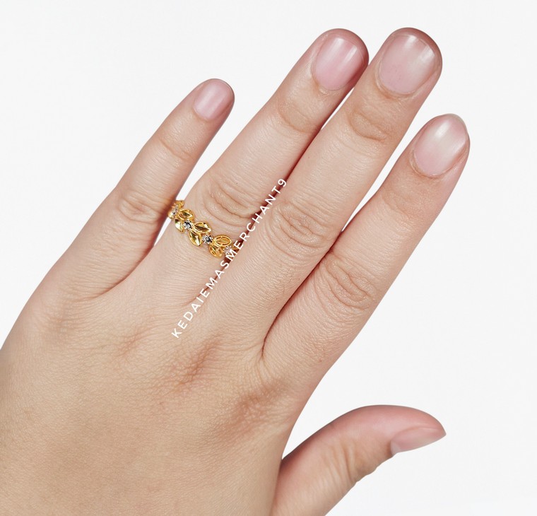 Merchant9 Cincin Emas Leaf Laurier Star 2C L: 0.6CM