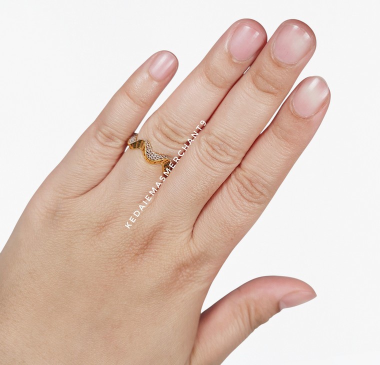 Merchant9 Cincin Emas Wave Diamond Cut 2C L:0.4CM