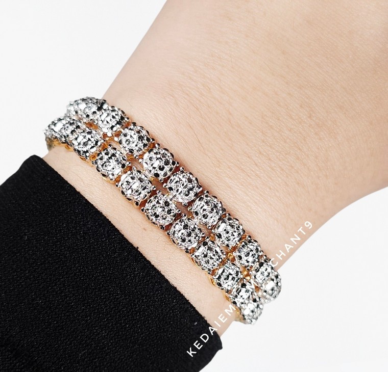 Merchant9 Rantai Tangan Roti Bun Diamond Cut L:1.2CM (KLIP PETAK)