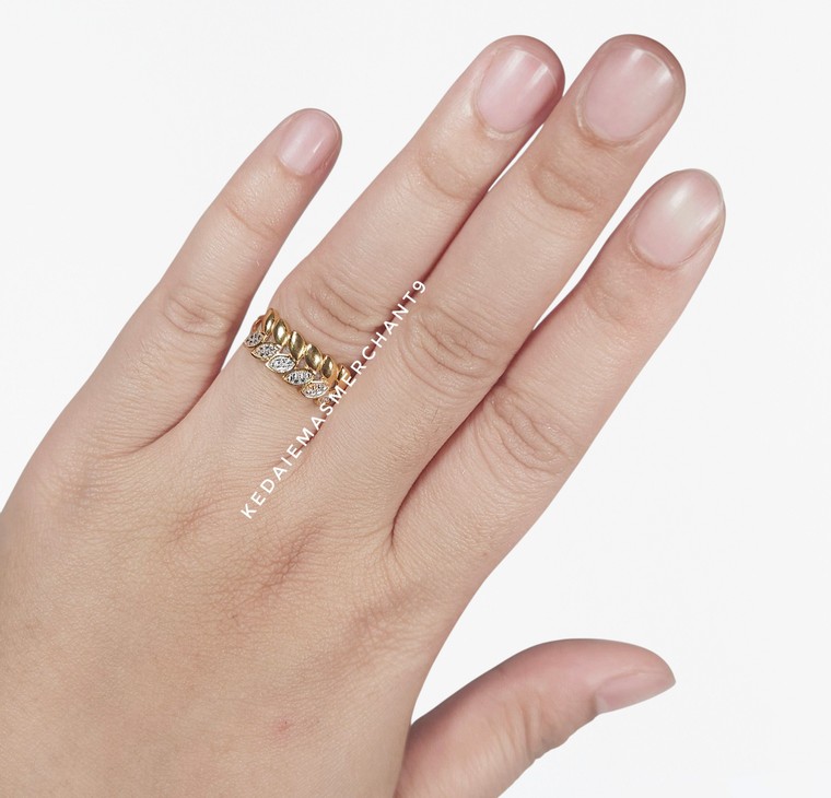 Merchant9 Cincin Emas Leaf Polish Diamond Cut 2C L:0.8CM