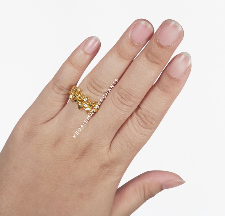 Merchant9 Cincin Emas Bunga Plumeria L:1CM