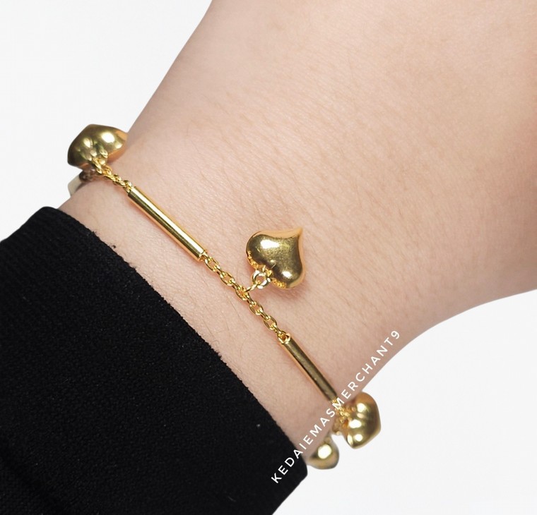 Merchant9 Rantai Tangan Sauh Buluh Polish 5 Gantung Love L:0.2CM