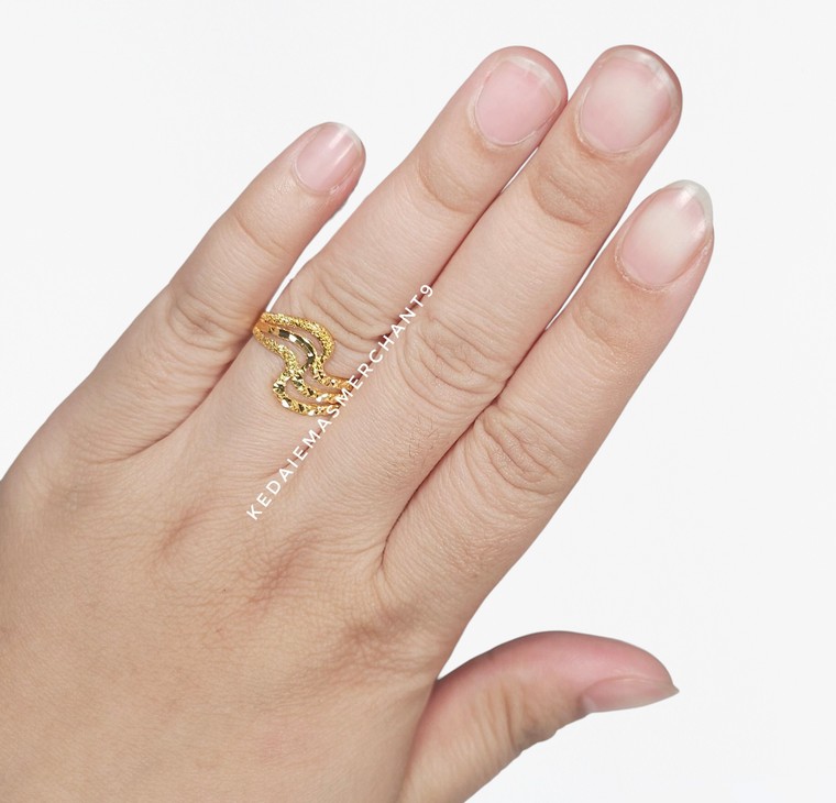 Merchant9 Cincin Emas Wave 3 Layer Pasir Dimensi L:1.4CM