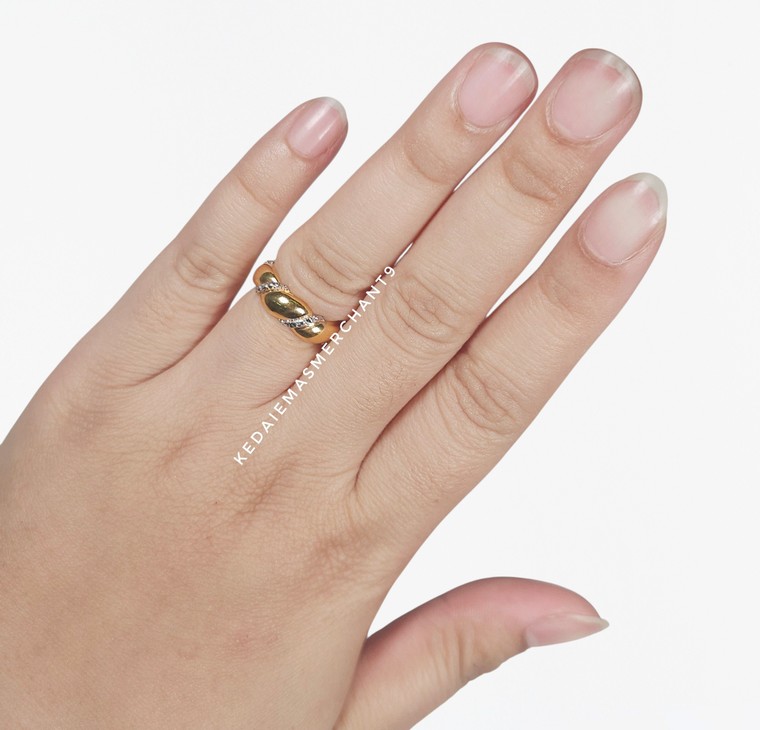 Merchant9 Cincin Emas Lintah Tocang Polish Diamond Cut 2C L:0.55CM