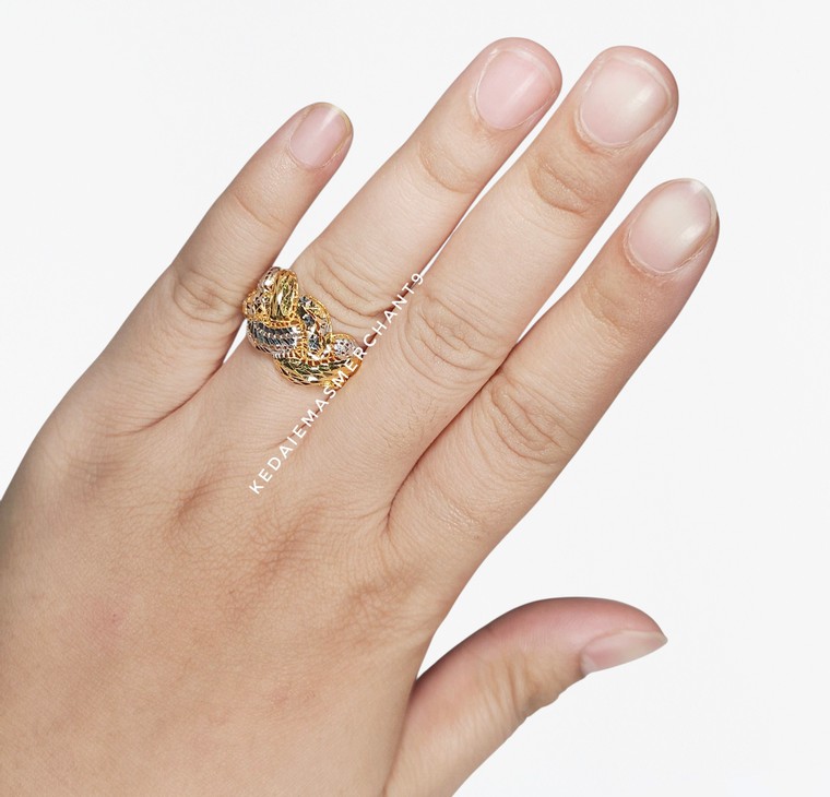 Merchant9 Cincin Emas Tocang Silang Kerawang 2C L:1.3CM