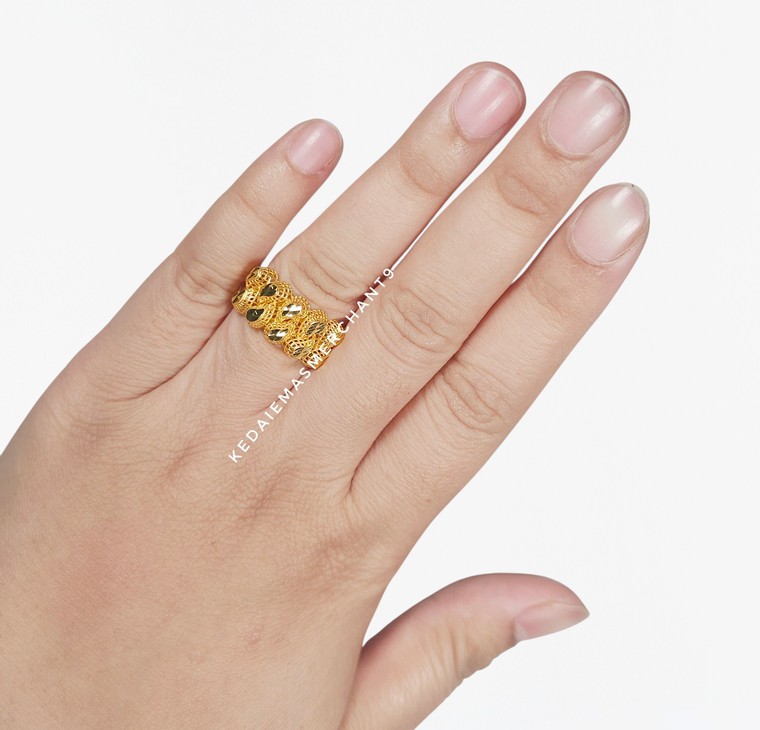 Merchant9 Cincin Emas Tear Drop Dimensi Kerawang L:1CM