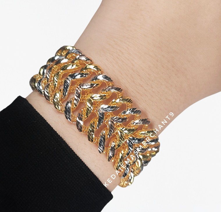 Merchant9 Rantai Tangan Gajah Kerawang Double Layer 3C L:2.2CM (KLIP SLIDE)