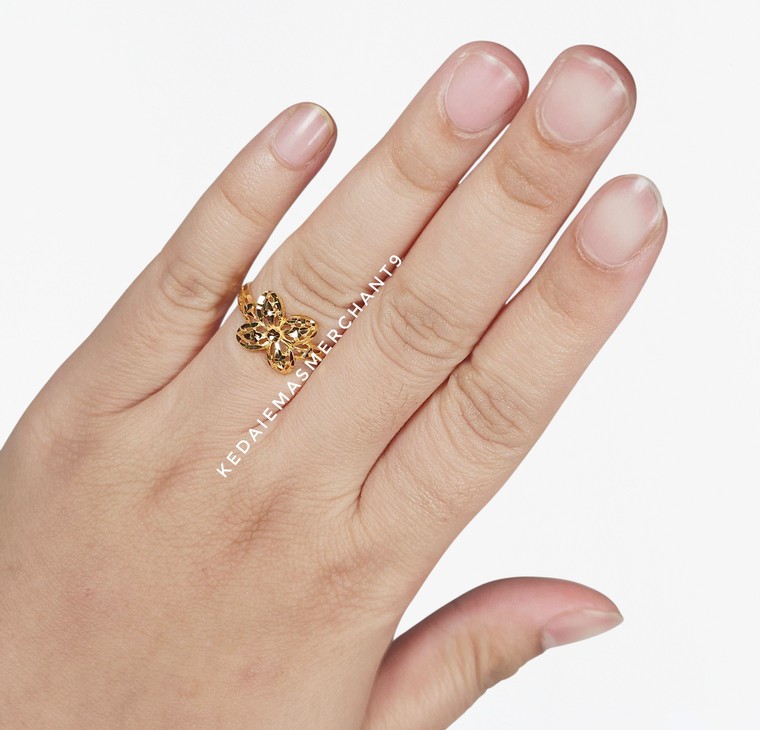 Merchant9 Cincin Emas Bunga Tanjung Kerawang L:1.05CM