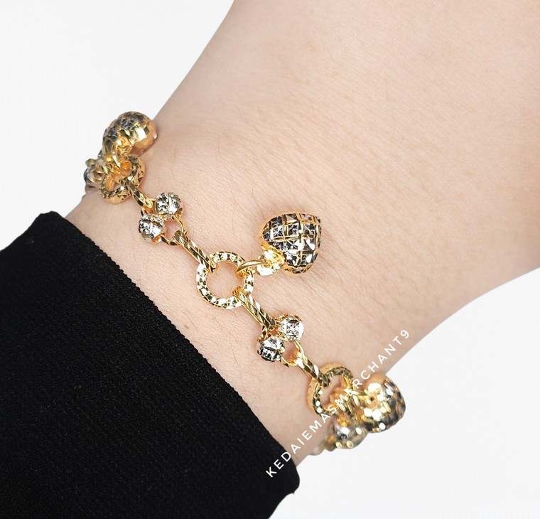 Merchant9 Rantai Tangan Ppaerclip Nonagon Gantung Love 2C L:0.75CM